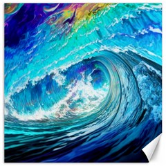 Tsunami Waves Ocean Sea Nautical Nature Water Painting Canvas 12  X 12  by Cowasu