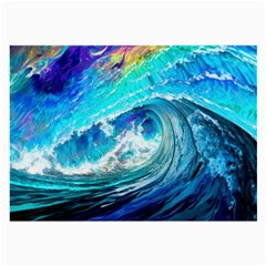 Tsunami Waves Ocean Sea Nautical Nature Water Painting Large Glasses Cloth (2 Sides) by Cowasu