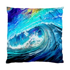 Tsunami Waves Ocean Sea Nautical Nature Water Painting Standard Cushion Case (one Side) by Cowasu