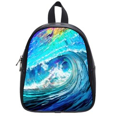 Tsunami Waves Ocean Sea Nautical Nature Water Painting School Bag (small) by Cowasu