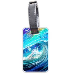 Tsunami Waves Ocean Sea Nautical Nature Water Painting Luggage Tag (one Side) by Cowasu