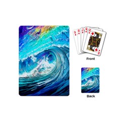 Tsunami Waves Ocean Sea Nautical Nature Water Painting Playing Cards Single Design (mini) by Cowasu