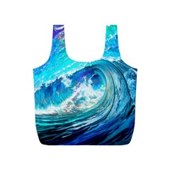 Tsunami Waves Ocean Sea Nautical Nature Water Painting Full Print Recycle Bag (s) by Cowasu