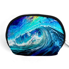 Tsunami Waves Ocean Sea Nautical Nature Water Painting Accessory Pouch (medium) by Cowasu