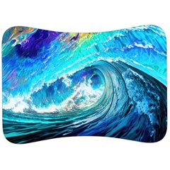 Tsunami Waves Ocean Sea Nautical Nature Water Painting Velour Seat Head Rest Cushion by Cowasu