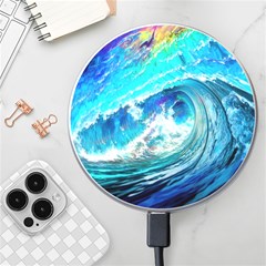 Tsunami Waves Ocean Sea Nautical Nature Water Painting Wireless Fast Charger(white) by Cowasu