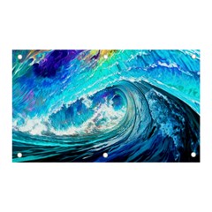 Tsunami Waves Ocean Sea Nautical Nature Water Painting Banner And Sign 5  X 3  by Cowasu