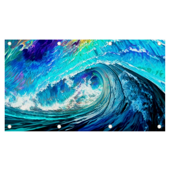 Tsunami Waves Ocean Sea Nautical Nature Water Painting Banner and Sign 7  x 4 