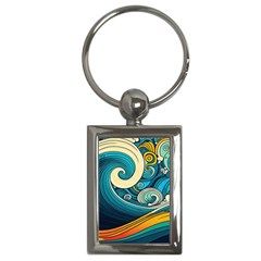 Waves Wave Ocean Sea Abstract Whimsical Abstract Art Key Chain (rectangle) by Cowasu