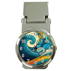 Waves Wave Ocean Sea Abstract Whimsical Abstract Art Money Clip Watches by Cowasu