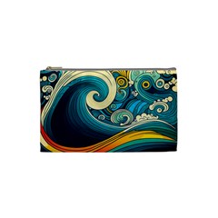 Waves Wave Ocean Sea Abstract Whimsical Abstract Art Cosmetic Bag (small) by Cowasu