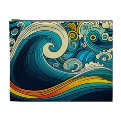 Waves Wave Ocean Sea Abstract Whimsical Abstract Art Cosmetic Bag (xl) by Cowasu