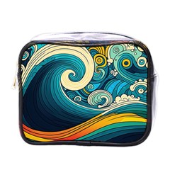 Waves Wave Ocean Sea Abstract Whimsical Abstract Art Mini Toiletries Bag (one Side) by Cowasu