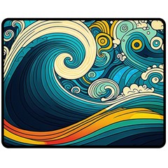 Waves Wave Ocean Sea Abstract Whimsical Abstract Art Two Sides Fleece Blanket (medium) by Cowasu