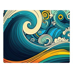 Waves Wave Ocean Sea Abstract Whimsical Abstract Art Two Sides Premium Plush Fleece Blanket (large) by Cowasu