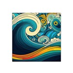 Waves Wave Ocean Sea Abstract Whimsical Abstract Art Satin Bandana Scarf 22  x 22  Front