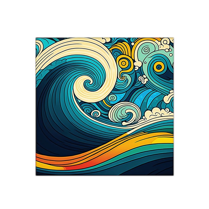 Waves Wave Ocean Sea Abstract Whimsical Abstract Art Satin Bandana Scarf 22  x 22 