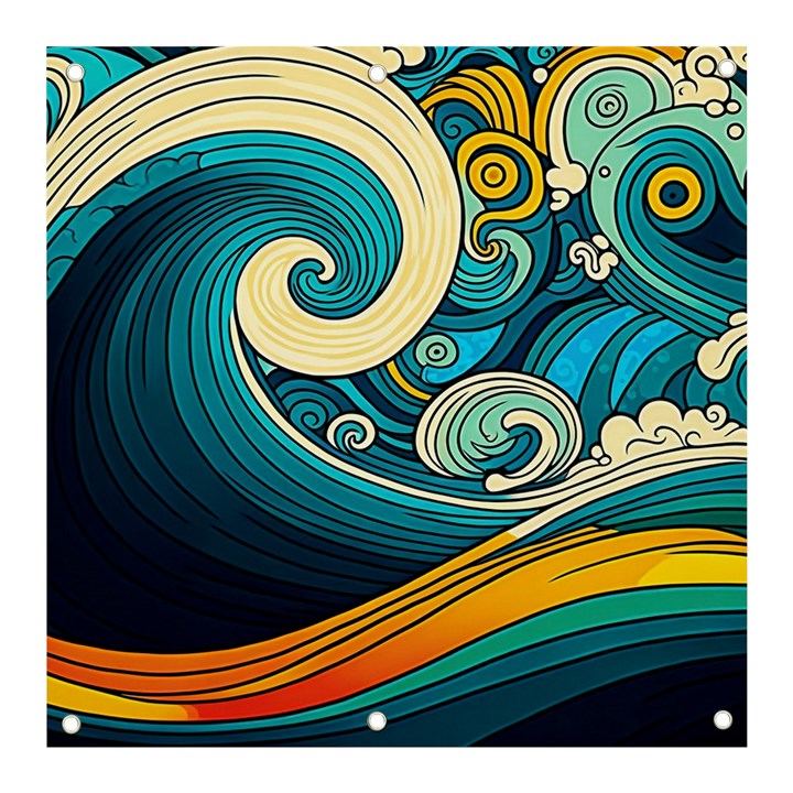 Waves Wave Ocean Sea Abstract Whimsical Abstract Art Banner and Sign 3  x 3 