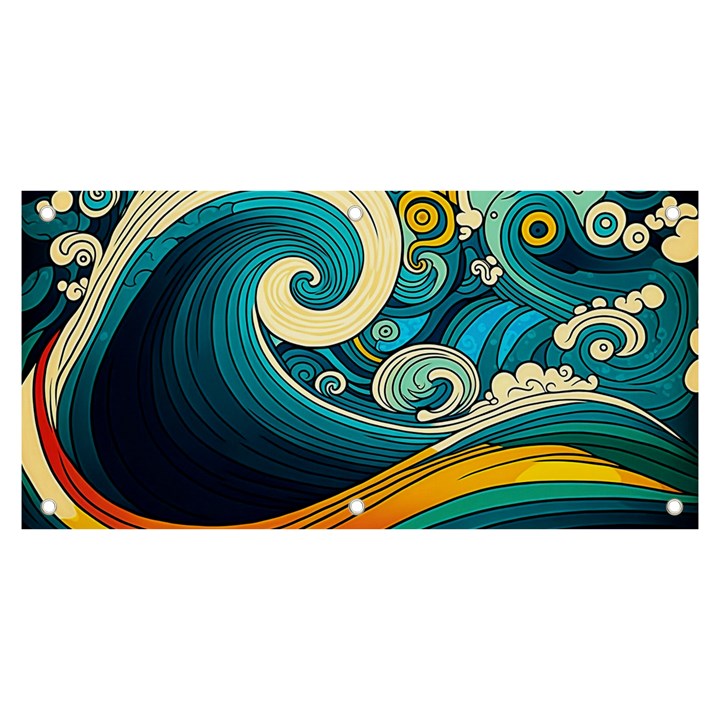 Waves Wave Ocean Sea Abstract Whimsical Abstract Art Banner and Sign 6  x 3 