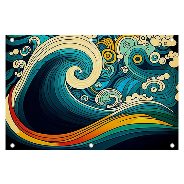 Waves Wave Ocean Sea Abstract Whimsical Abstract Art Banner and Sign 6  x 4 