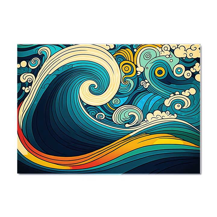 Waves Wave Ocean Sea Abstract Whimsical Abstract Art Crystal Sticker (A4)