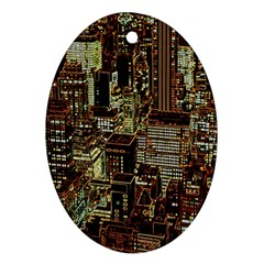 New York City Nyc Skyscrapers Ornament (oval) by Cowasu