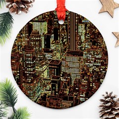 New York City Nyc Skyscrapers Round Ornament (two Sides)