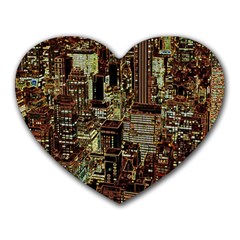 New York City Nyc Skyscrapers Heart Mousepad by Cowasu