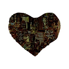 New York City Nyc Skyscrapers Standard 16  Premium Flano Heart Shape Cushions