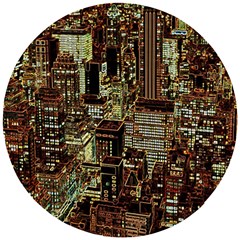 New York City Nyc Skyscrapers Wooden Puzzle Round by Cowasu