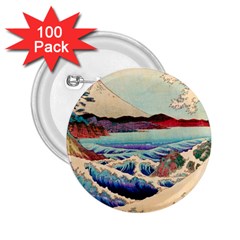 Wave Japanese Mount Fuji Woodblock Print Ocean 2 25  Buttons (100 Pack)  by Cowasu