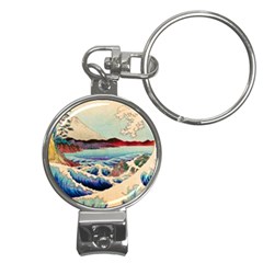 Wave Japanese Mount Fuji Woodblock Print Ocean Nail Clippers Key Chain by Cowasu