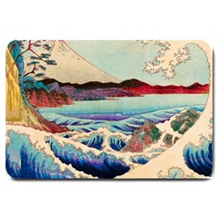 Wave Japanese Mount Fuji Woodblock Print Ocean Large Doormat by Cowasu