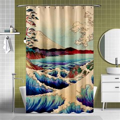 Wave Japanese Mount Fuji Woodblock Print Ocean Shower Curtain 48  X 72  (small)  by Cowasu