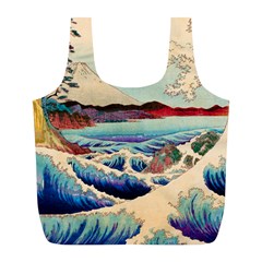 Wave Japanese Mount Fuji Woodblock Print Ocean Full Print Recycle Bag (l) by Cowasu