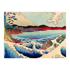 Wave Japanese Mount Fuji Woodblock Print Ocean Two Sides Premium Plush Fleece Blanket (mini)