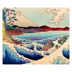 Wave Japanese Mount Fuji Woodblock Print Ocean Two Sides Premium Plush Fleece Blanket (small)