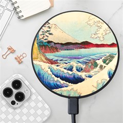 Wave Japanese Mount Fuji Woodblock Print Ocean Wireless Fast Charger(black) by Cowasu