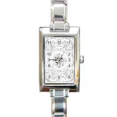 Vintage Design Line Art Frame Antique Old Retro Rectangle Italian Charm Watch by Cowasu