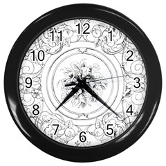 Vintage Design Line Art Frame Antique Old Retro Wall Clock (black) by Cowasu