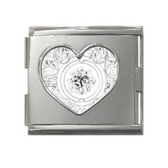 Vintage Design Line Art Frame Antique Old Retro Mega Link Heart Italian Charm (18mm) by Cowasu