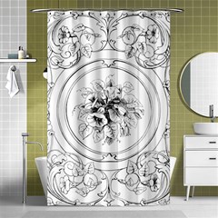 Vintage Design Line Art Frame Antique Old Retro Shower Curtain 48  X 72  (small)  by Cowasu