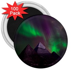 Fantasy Pyramid Mystic Space Aurora 3  Magnets (100 pack)