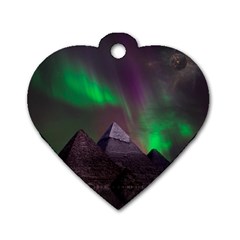 Fantasy Pyramid Mystic Space Aurora Dog Tag Heart (one Side) by Cowasu