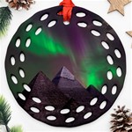 Fantasy Pyramid Mystic Space Aurora Round Filigree Ornament (Two Sides) Front