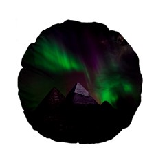 Fantasy Pyramid Mystic Space Aurora Standard 15  Premium Flano Round Cushions