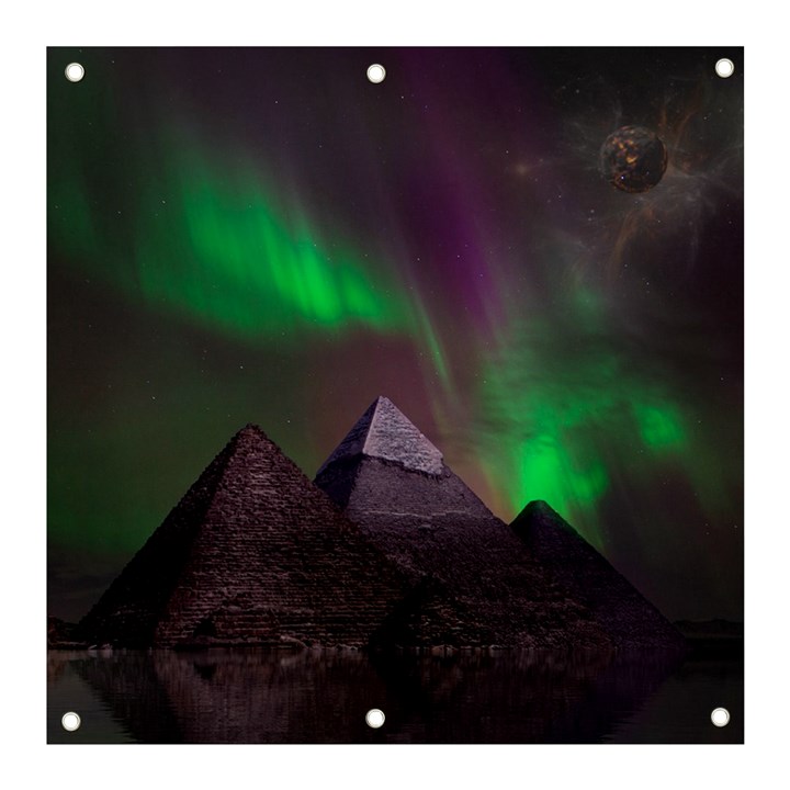 Fantasy Pyramid Mystic Space Aurora Banner and Sign 3  x 3 