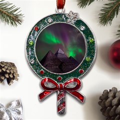 Fantasy Pyramid Mystic Space Aurora Metal X Mas Lollipop with Crystal Ornament