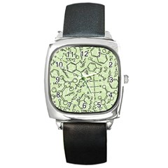 Multicolored Chemical Bond Illustration Chemistry Formula Science Square Metal Watch by Cowasu