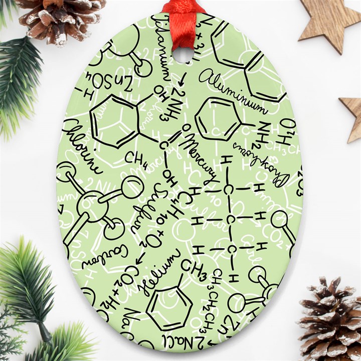 Multicolored Chemical Bond Illustration Chemistry Formula Science Oval Ornament (Two Sides)